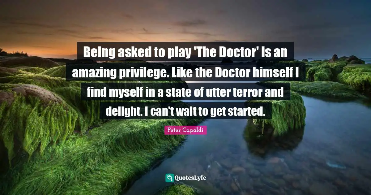 Being asked to play 'The Doctor' is an amazing privilege. Like the Doctor himself I find myself in a state of utter terror and delight. I can't wait to get started.