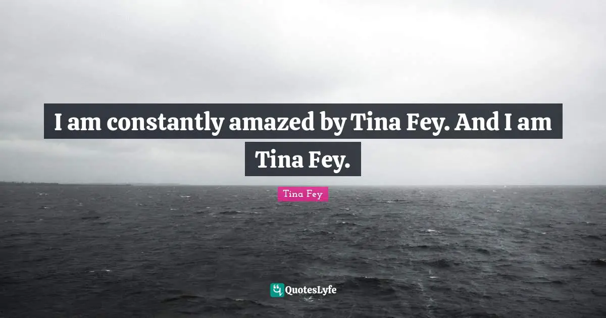 I am constantly amazed by Tina Fey. And I am Tina Fey.