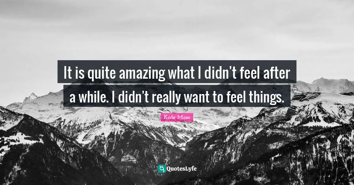 It is quite amazing what I didn't feel after a while. I didn't really want to feel things.
