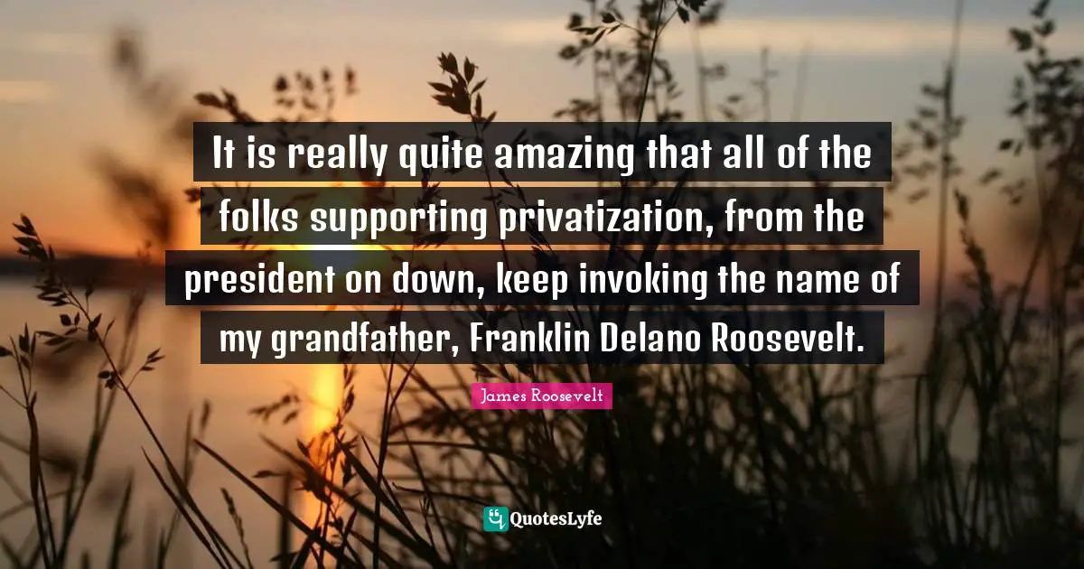 It is really quite amazing that all of the folks supporting privatization, from the president on down, keep invoking the name of my grandfather, Franklin Delano Roosevelt.