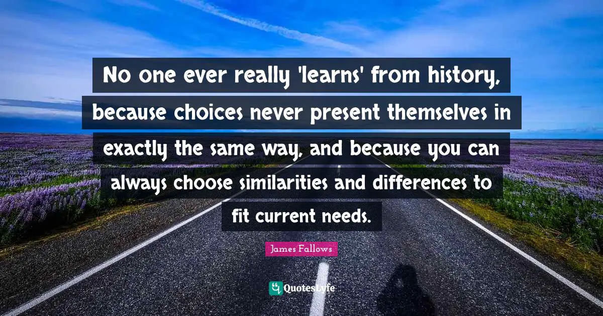 No one ever really 'learns' from history, because choices never present themselves in exactly the same way, and because you can always choose similarities and differences to fit current needs.
