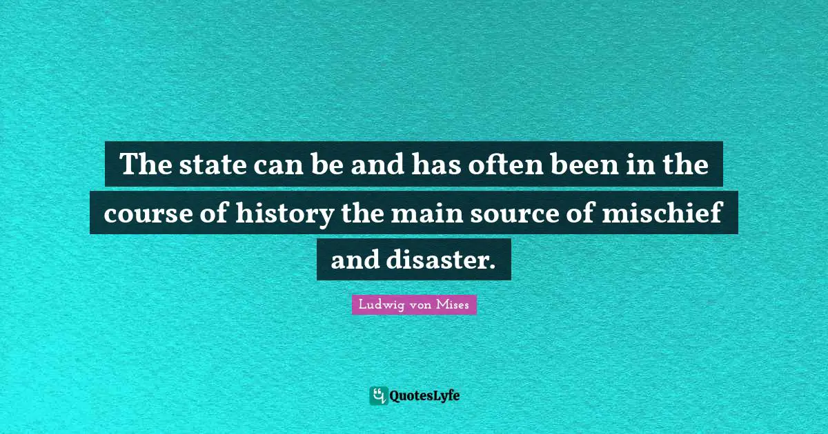 The state can be and has often been in the course of history the main source of mischief and disaster.