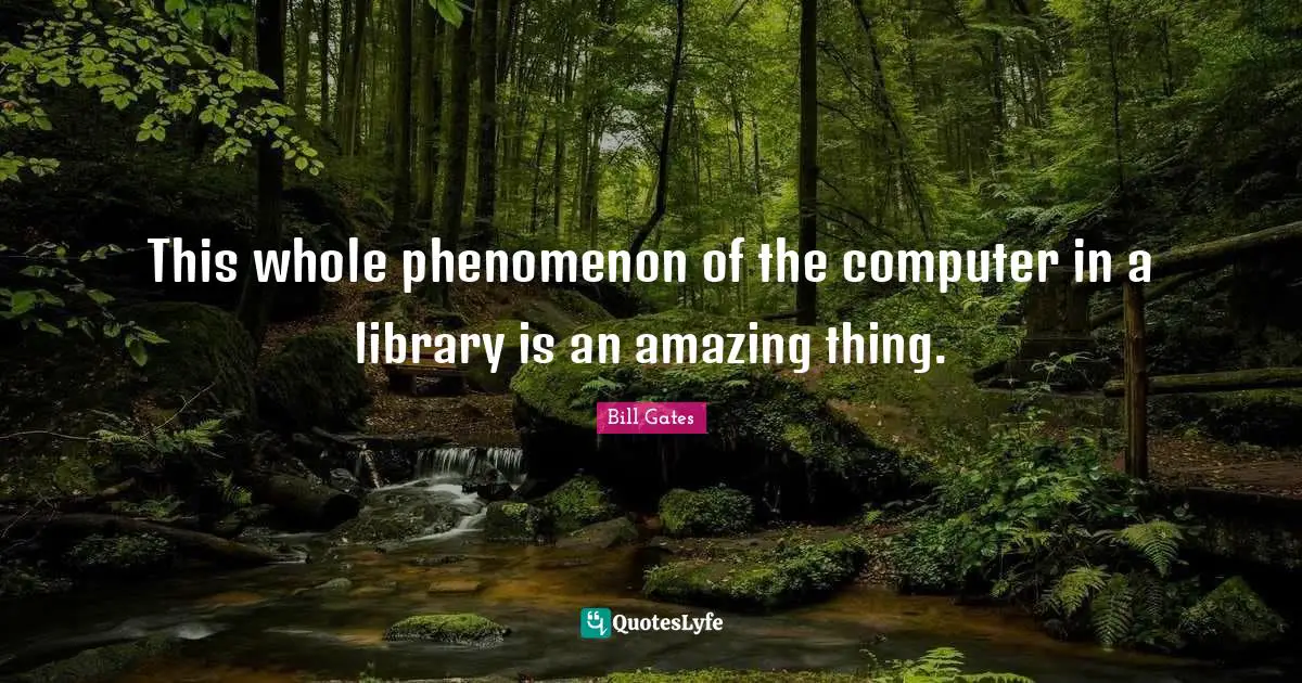 This whole phenomenon of the computer in a library is an amazing thing.