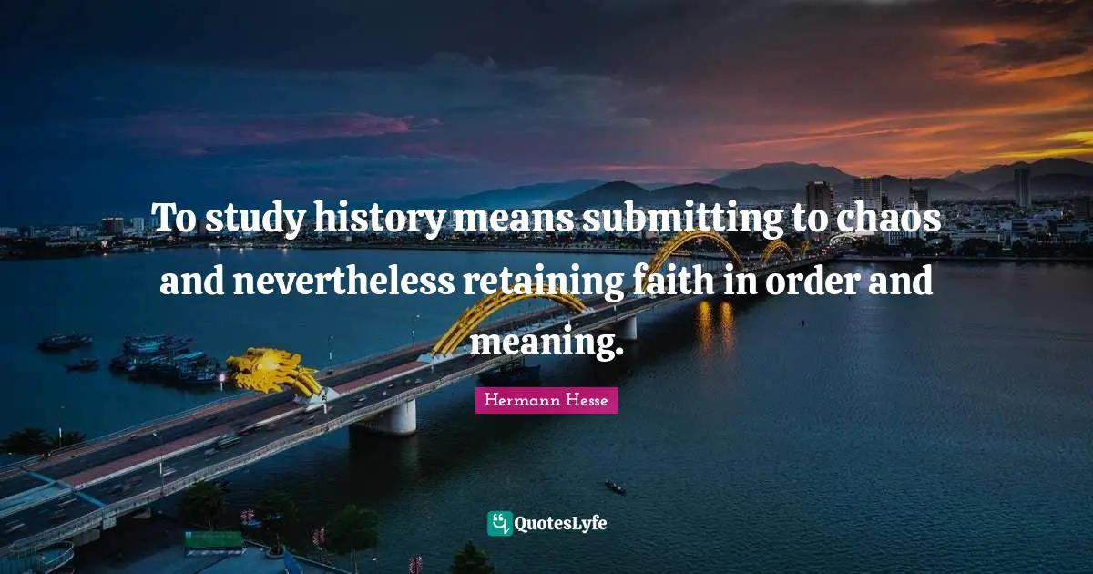 To study history means submitting to chaos and nevertheless retaining faith in order and meaning.