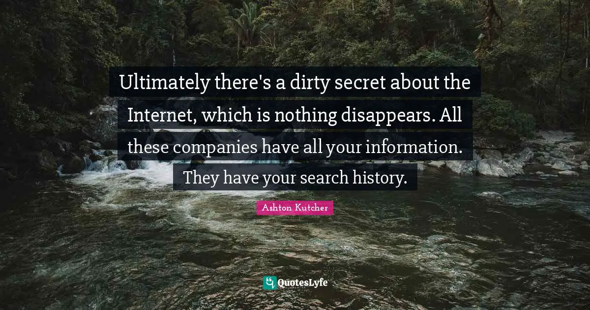 Ultimately there's a dirty secret about the Internet, which is nothing disappears. All these companies have all your information. They have your search history.