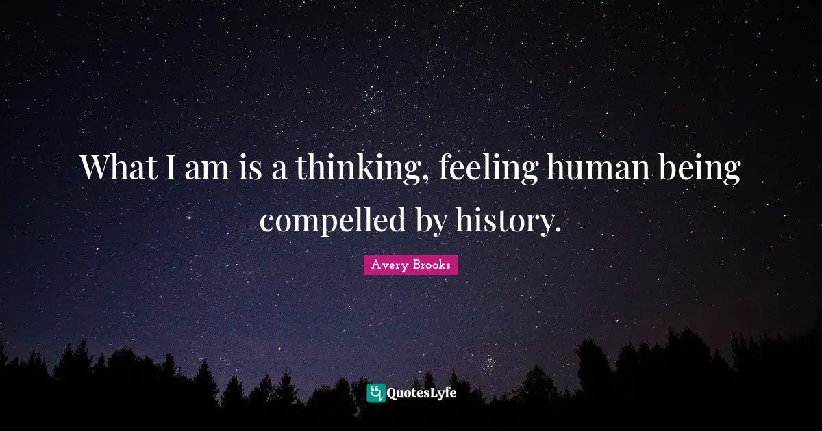 What I am is a thinking, feeling human being compelled by history.