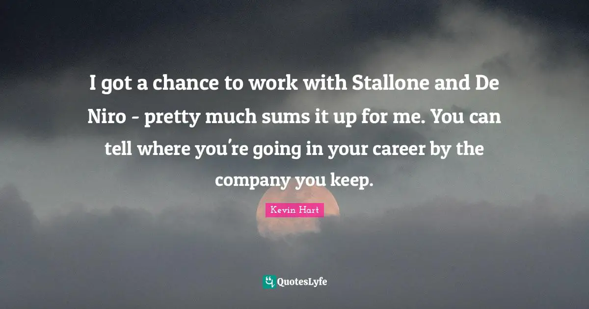I got a chance to work with Stallone and De Niro - pretty much sums it up for me. You can tell where you're going in your career by the company you keep.