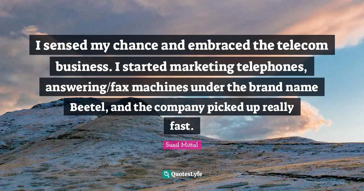 I sensed my chance and embraced the telecom business. I started marketing telephones, answering/fax machines under the brand name Beetel, and the company picked up really fast.