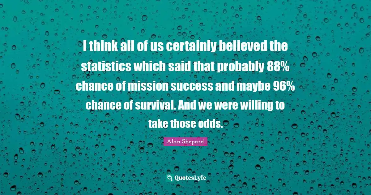 I think all of us certainly believed the statistics which said that probably 88% chance of mission success and maybe 96% chance of survival. And we were willing to take those odds.