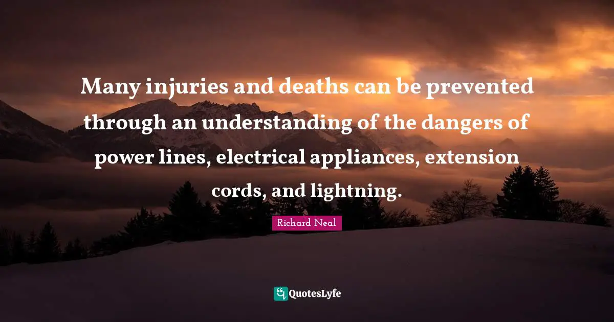 Many injuries and deaths can be prevented through an understanding of the dangers of power lines, electrical appliances, extension cords, and lightning.