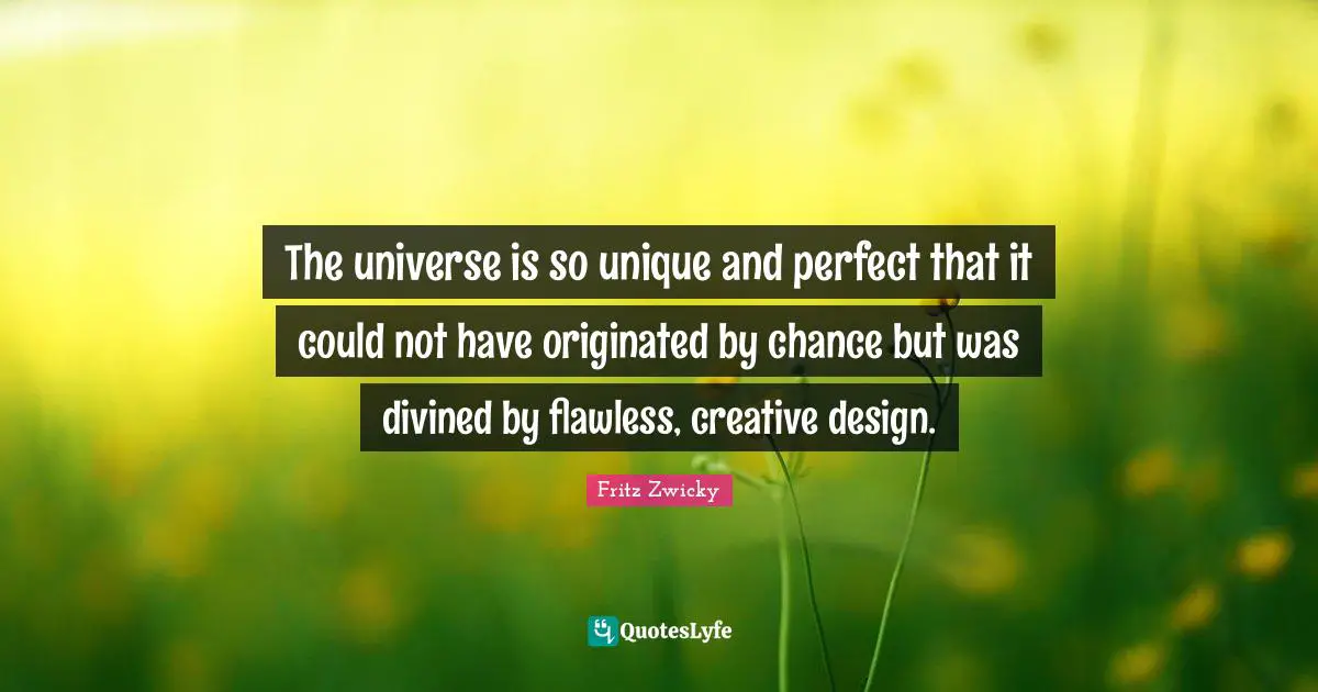 The universe is so unique and perfect that it could not have originated by chance but was divined by flawless, creative design.