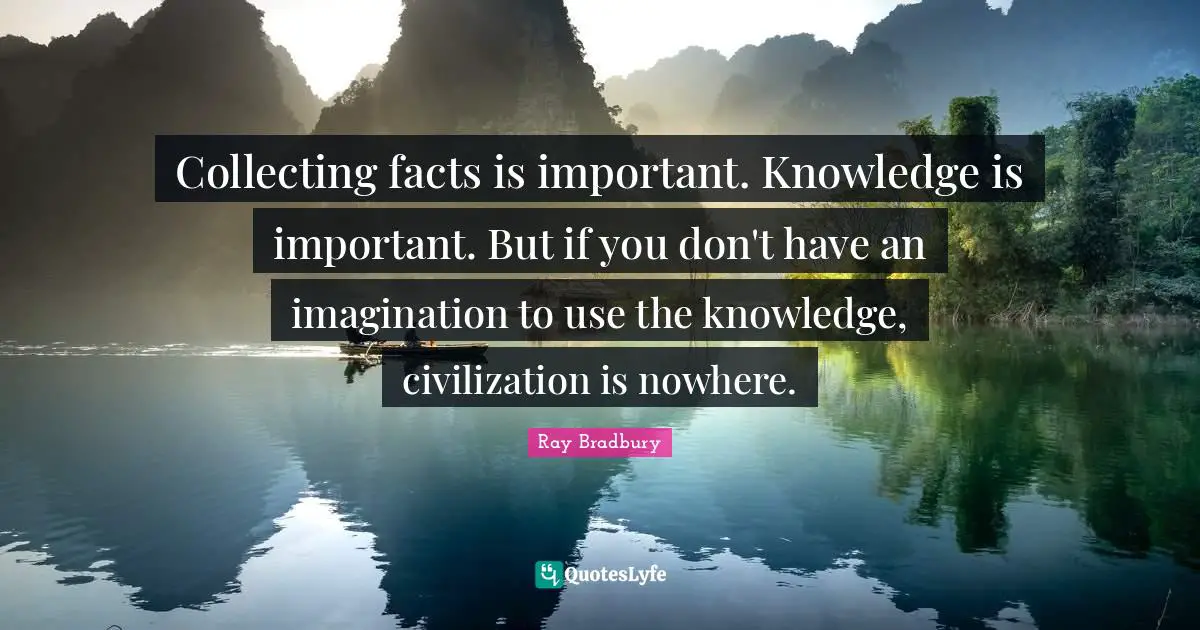 Collecting facts is important. Knowledge is important. But if you don't have an imagination to use the knowledge, civilization is nowhere.