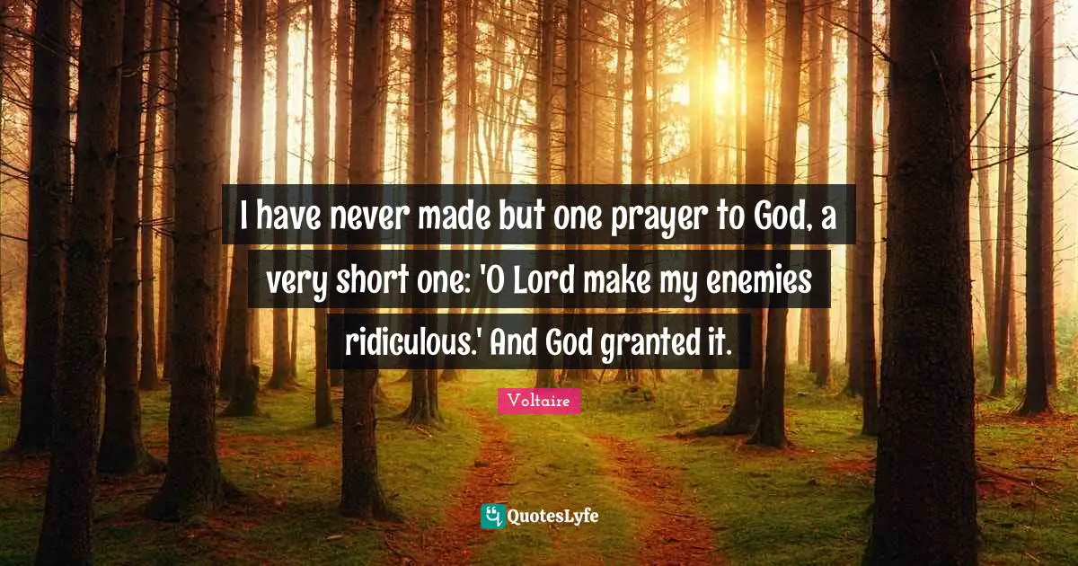 I have never made but one prayer to God, a very short one: 'O Lord make my enemies ridiculous.' And God granted it.