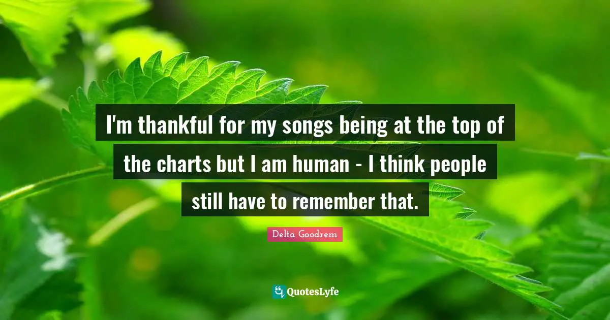 I'm thankful for my songs being at the top of the charts but I am human - I think people still have to remember that.