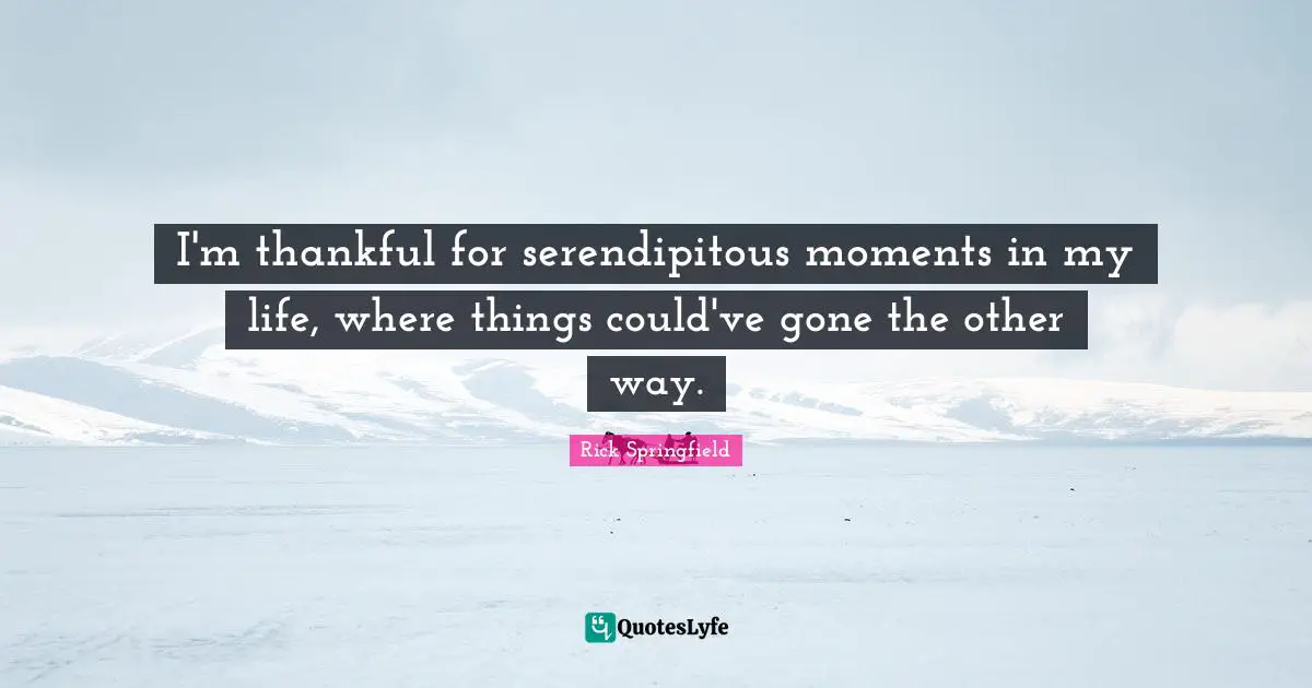 I'm thankful for serendipitous moments in my life, where things could've gone the other way.