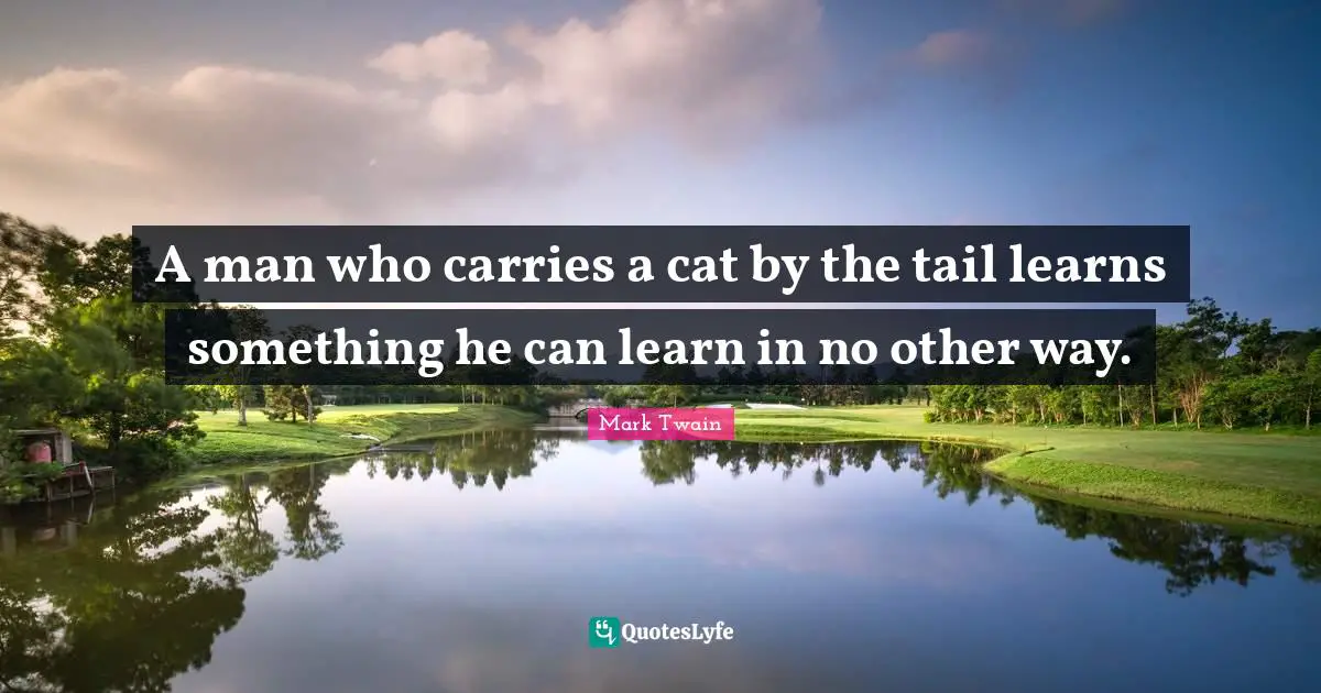 A man who carries a cat by the tail learns something he can learn in no other way.