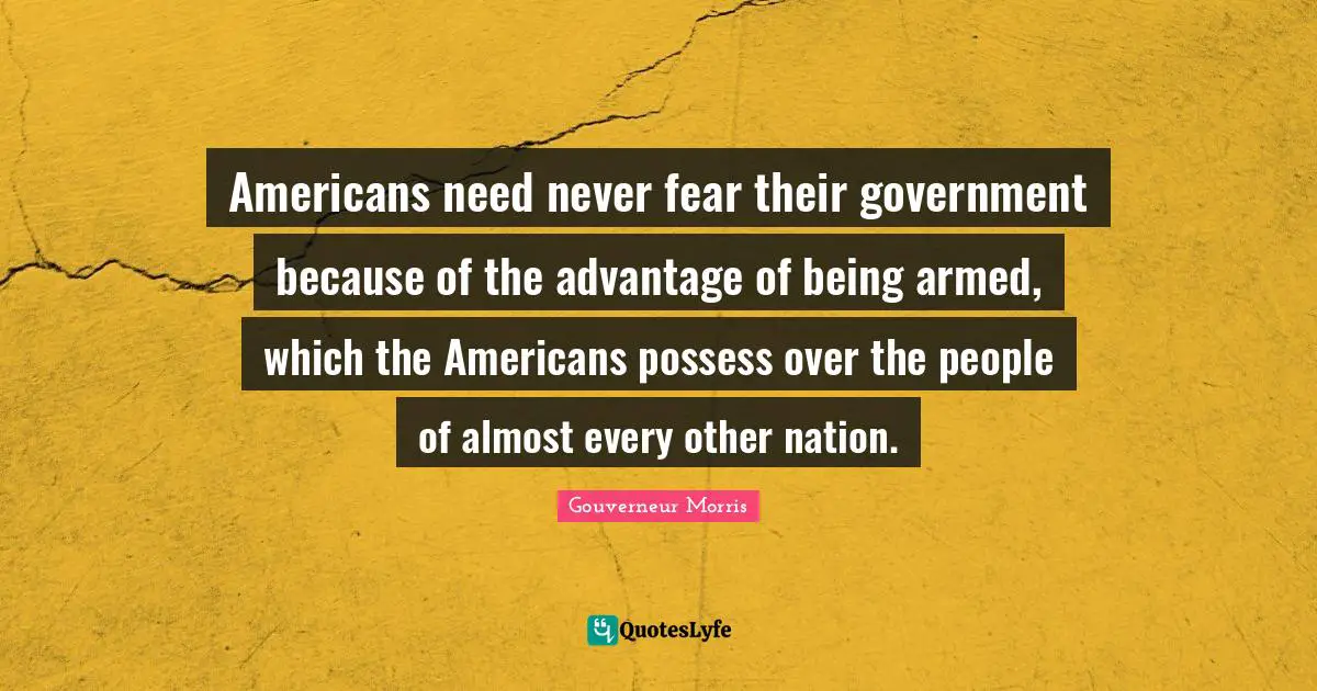 Americans need never fear their government because of the advantage of being armed, which the Americans possess over the people of almost every other nation.