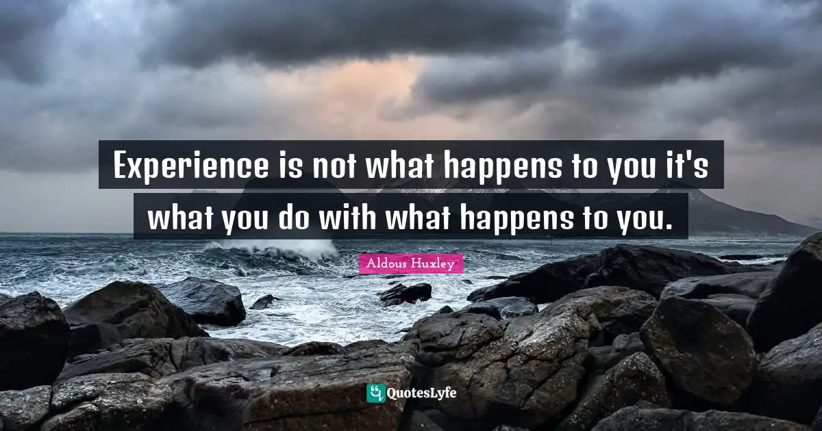 Experience is not what happens to you it's what you do with what happens to you.