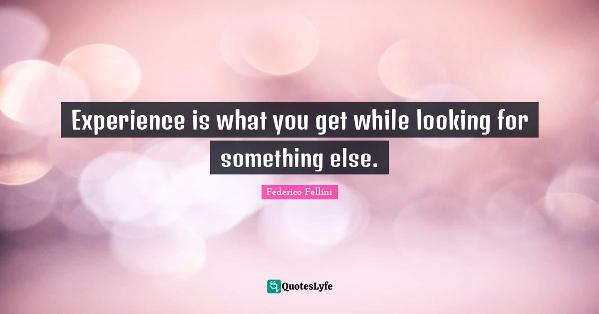 Experience is what you get while looking for something else.
