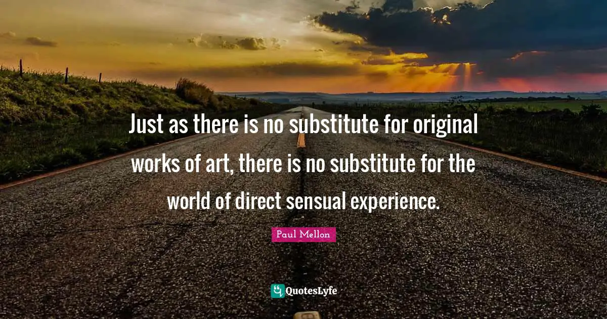 Just as there is no substitute for original works of art, there is no substitute for the world of direct sensual experience.