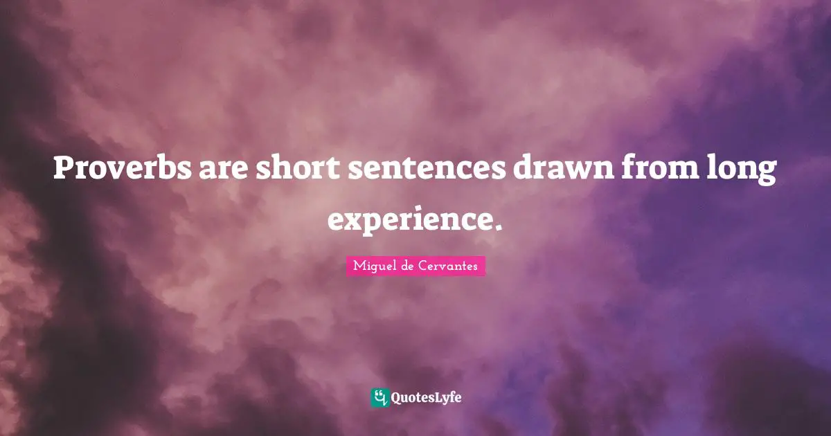 Proverbs are short sentences drawn from long experience.