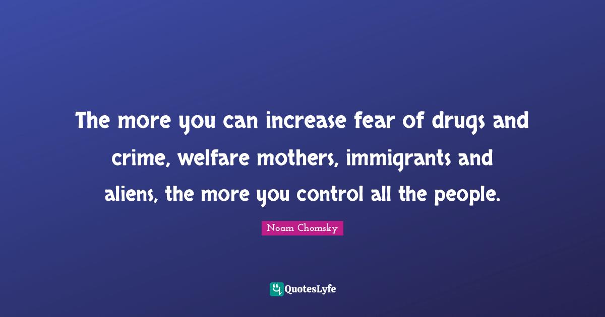 The more you can increase fear of drugs and crime, welfare mothers, immigrants and aliens, the more you control all the people.