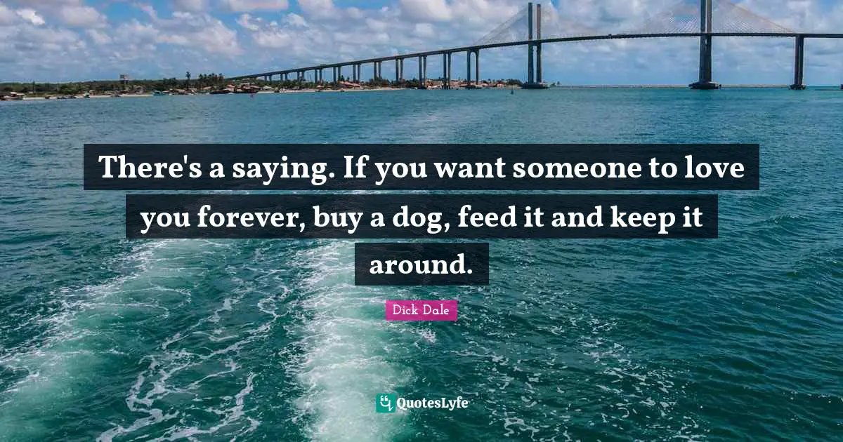 There's a saying. If you want someone to love you forever, buy a dog, feed it and keep it around.