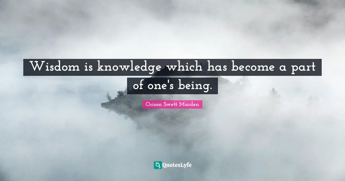 Wisdom is knowledge which has become a part of one's being.