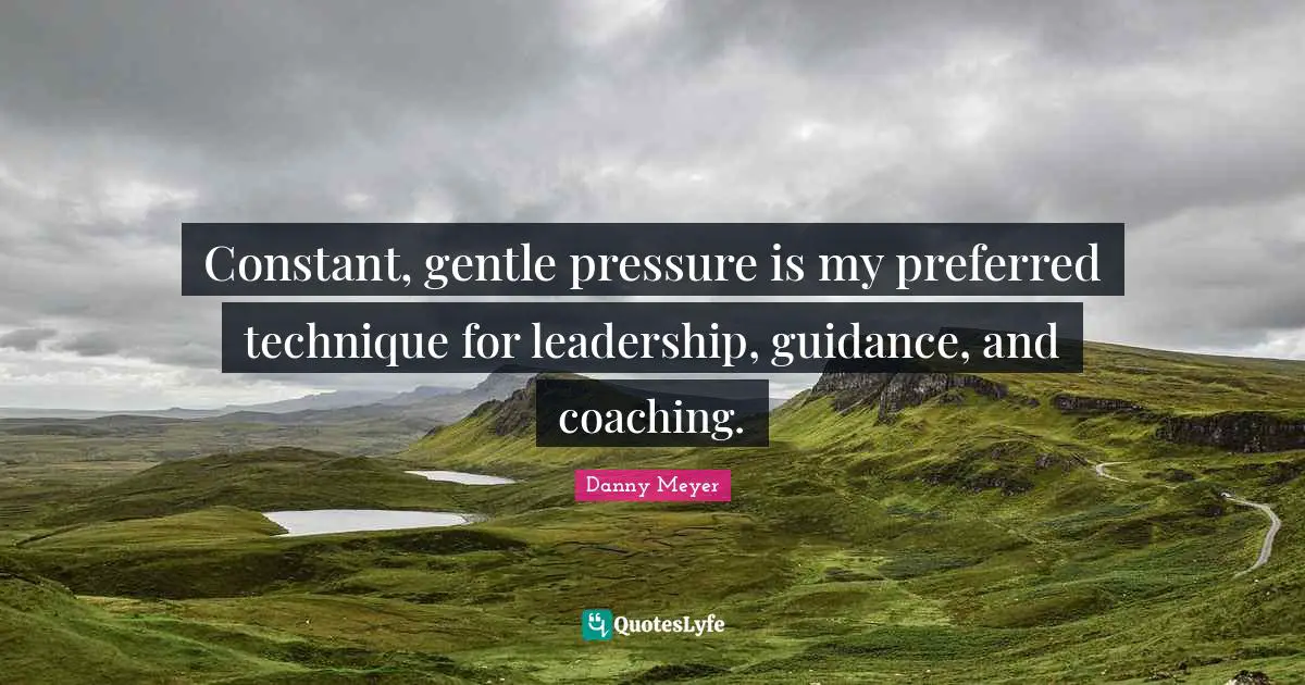 Constant, gentle pressure is my preferred technique for leadership, guidance, and coaching.