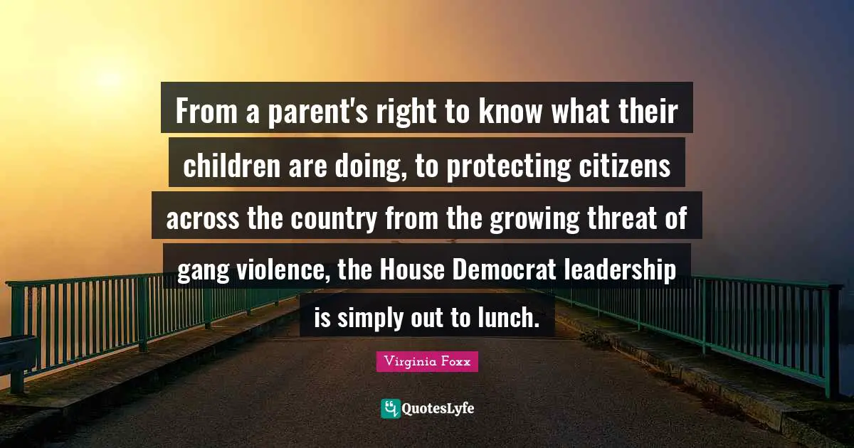 From a parent's right to know what their children are doing, to protecting citizens across the country from the growing threat of gang violence, the House Democrat leadership is simply out to lunch.
