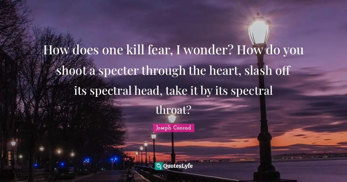 How does one kill fear, I wonder? How do you shoot a specter through the heart, slash off its spectral head, take it by its spectral throat?