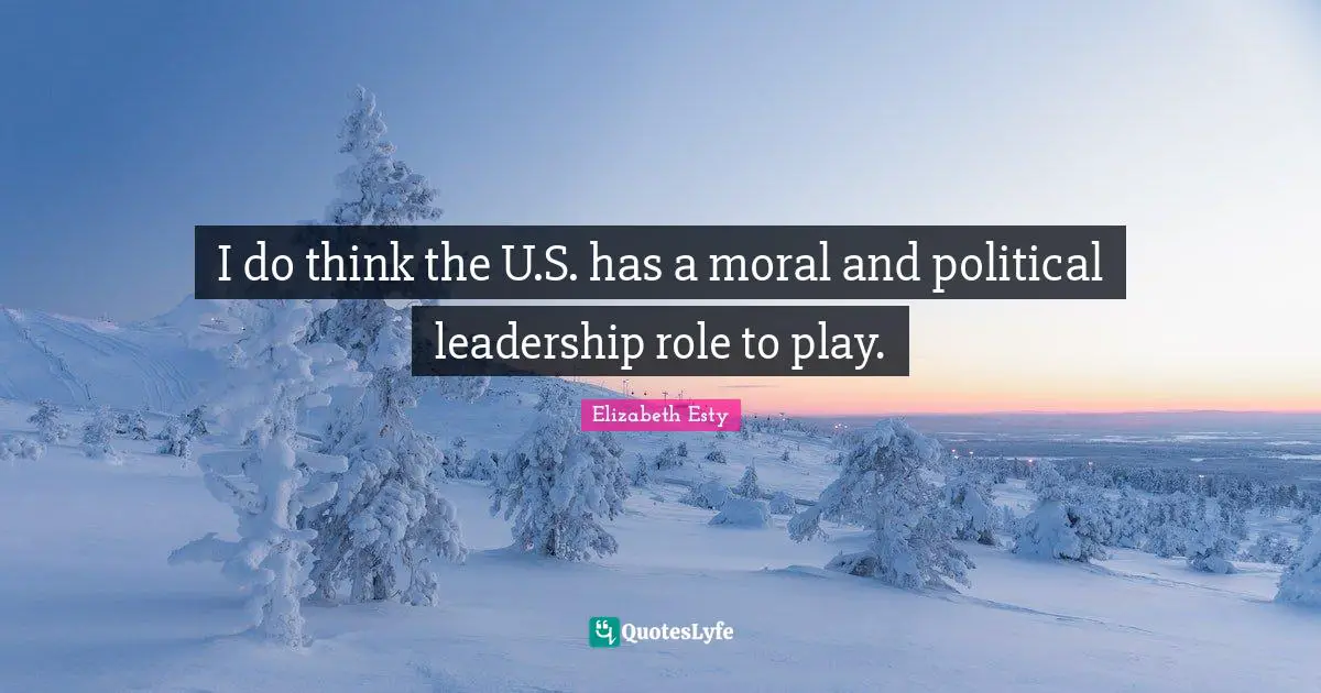 I do think the U.S. has a moral and political leadership role to play.