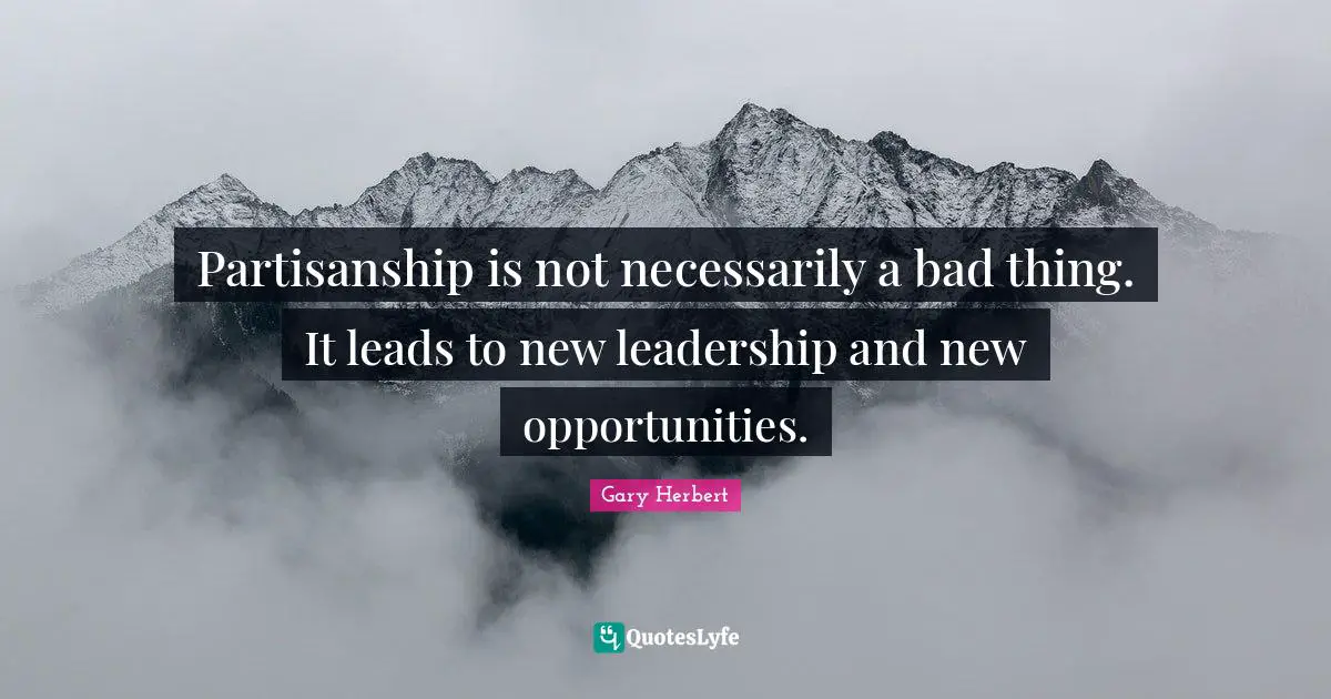 Partisanship is not necessarily a bad thing. It leads to new leadership and new opportunities.