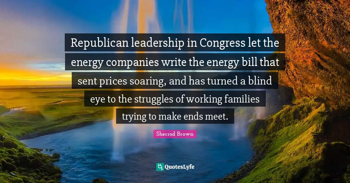 Republican leadership in Congress let the energy companies write the energy bill that sent prices soaring, and has turned a blind eye to the struggles of working families trying to make ends meet.