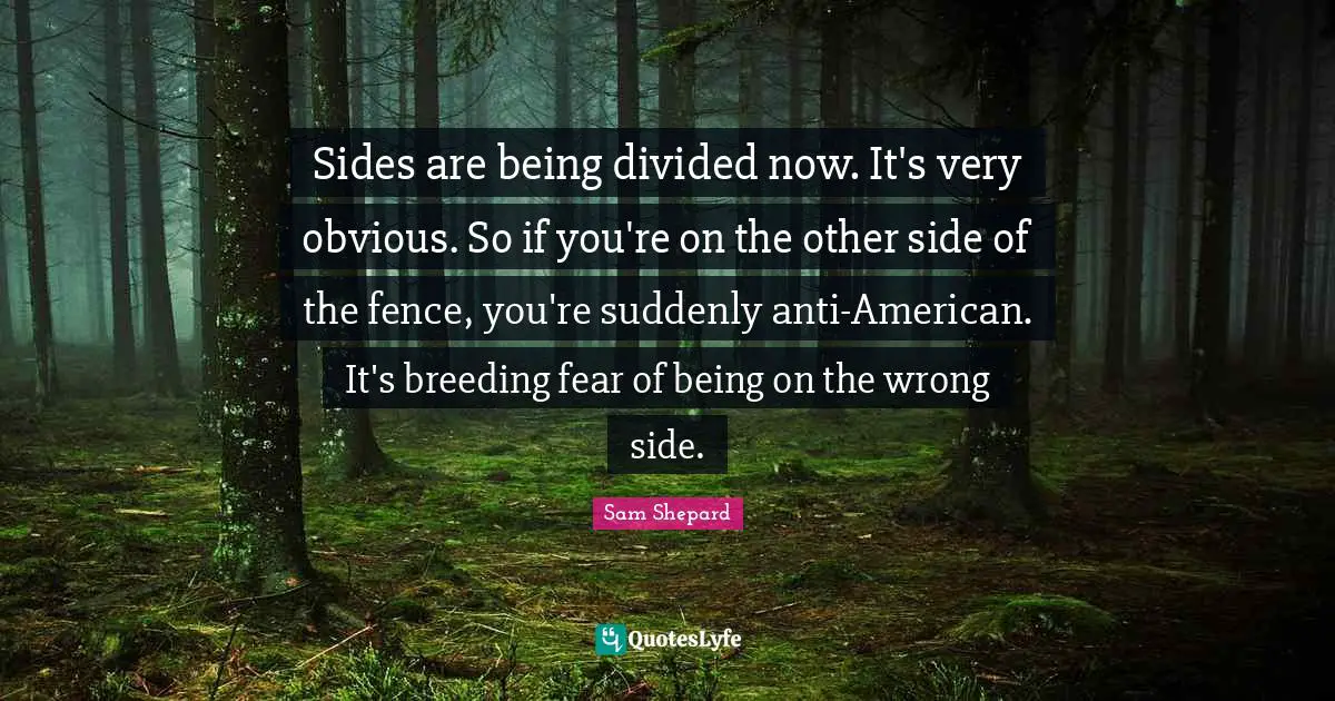 Sides are being divided now. It's very obvious. So if you're on the other side of the fence, you're suddenly anti-American. It's breeding fear of being on the wrong side.