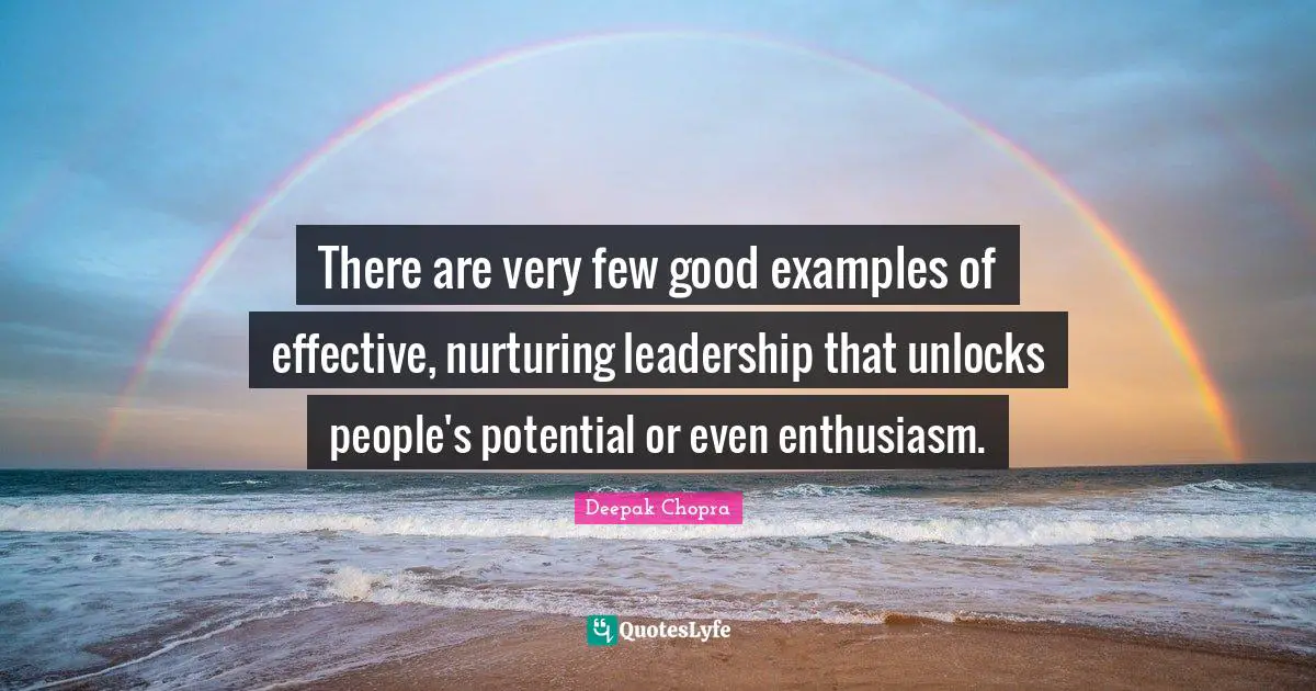 There are very few good examples of effective, nurturing leadership that unlocks people's potential or even enthusiasm.