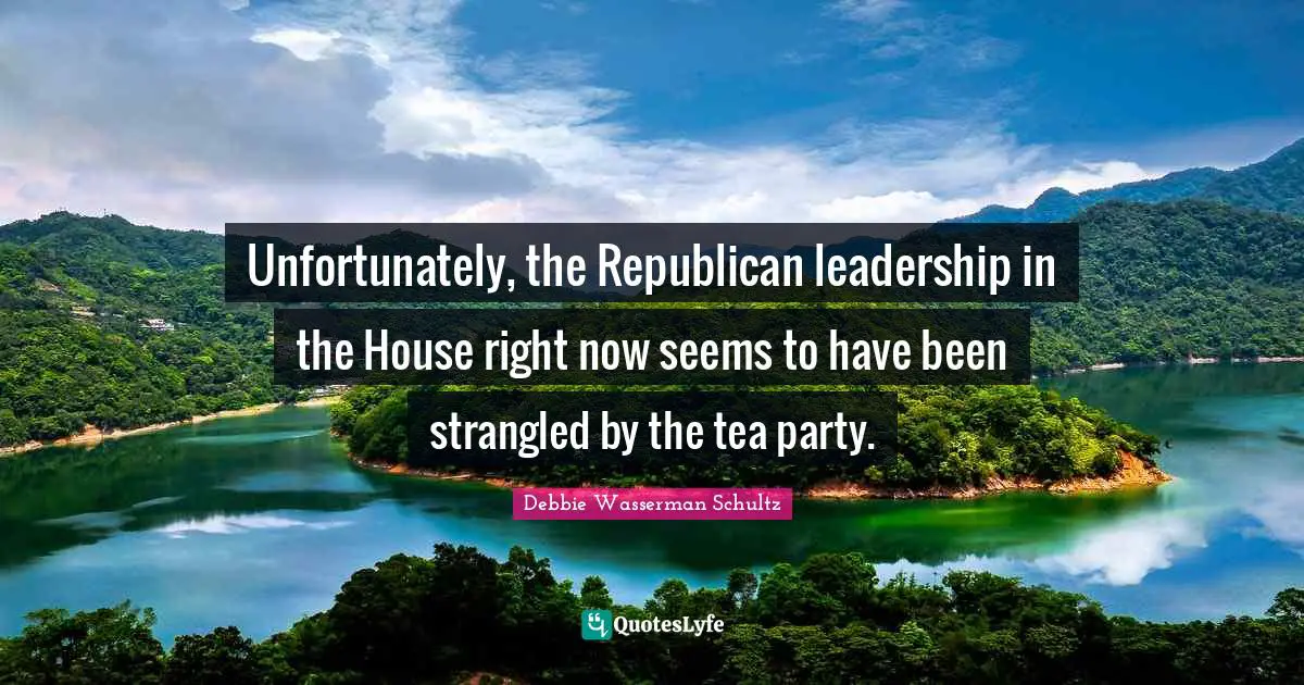 Unfortunately, the Republican leadership in the House right now seems to have been strangled by the tea party.