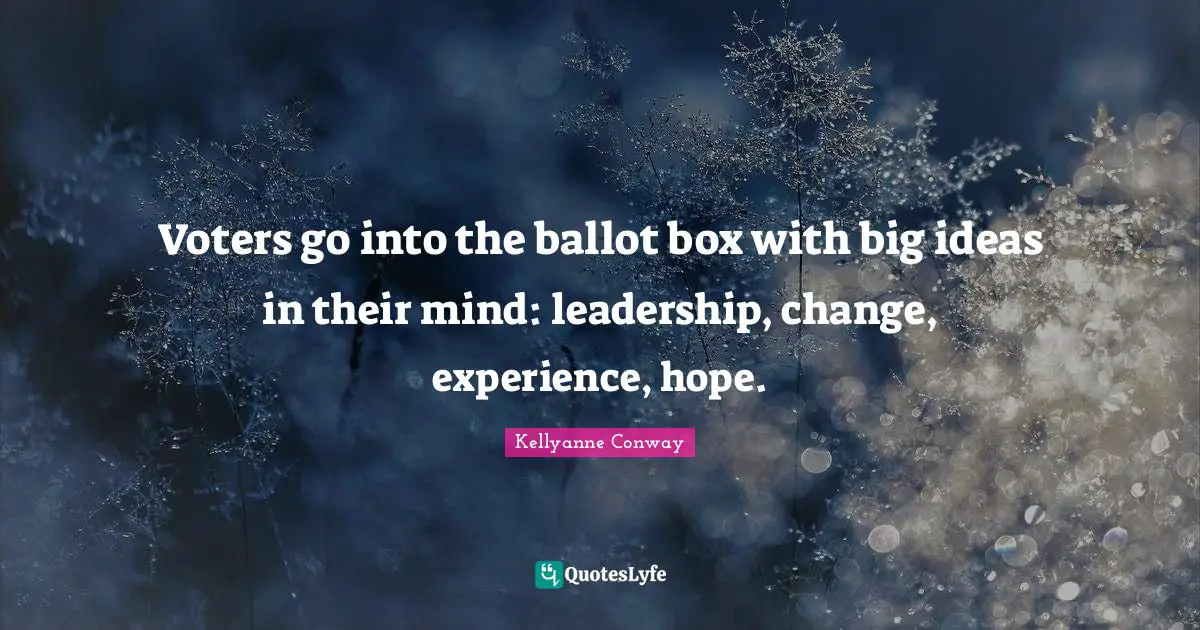 Voters go into the ballot box with big ideas in their mind: leadership, change, experience, hope.