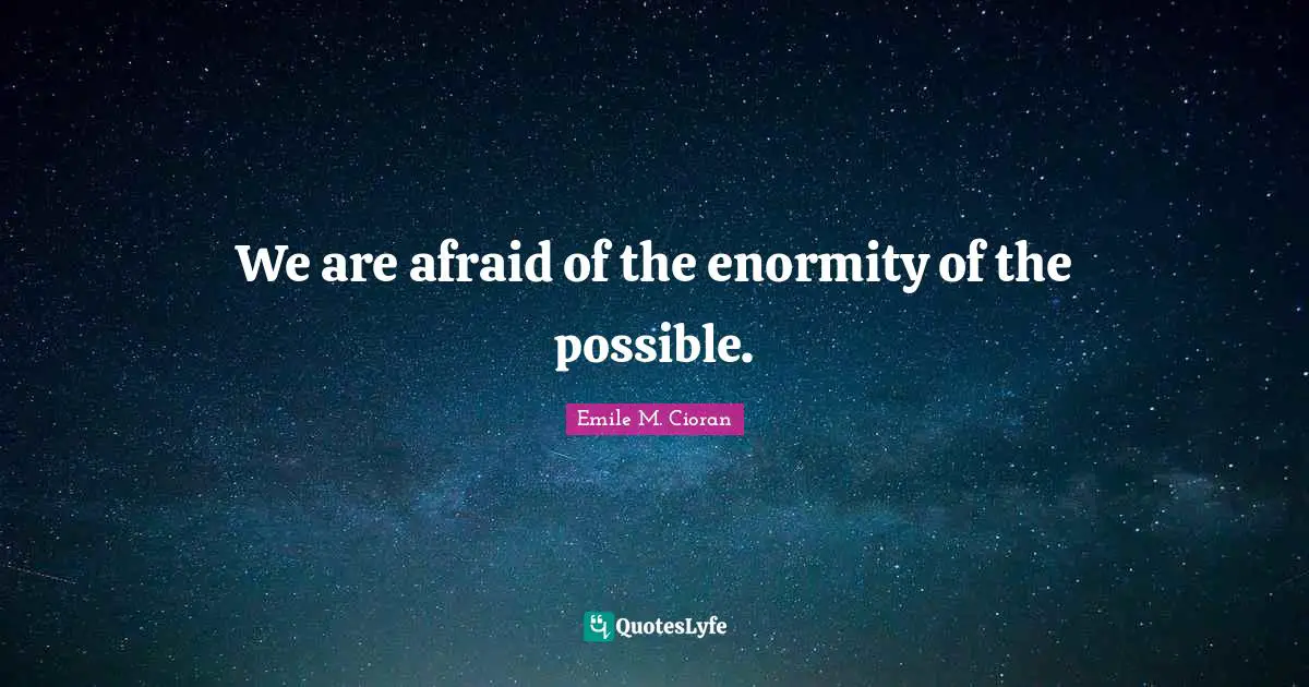 We are afraid of the enormity of the possible.