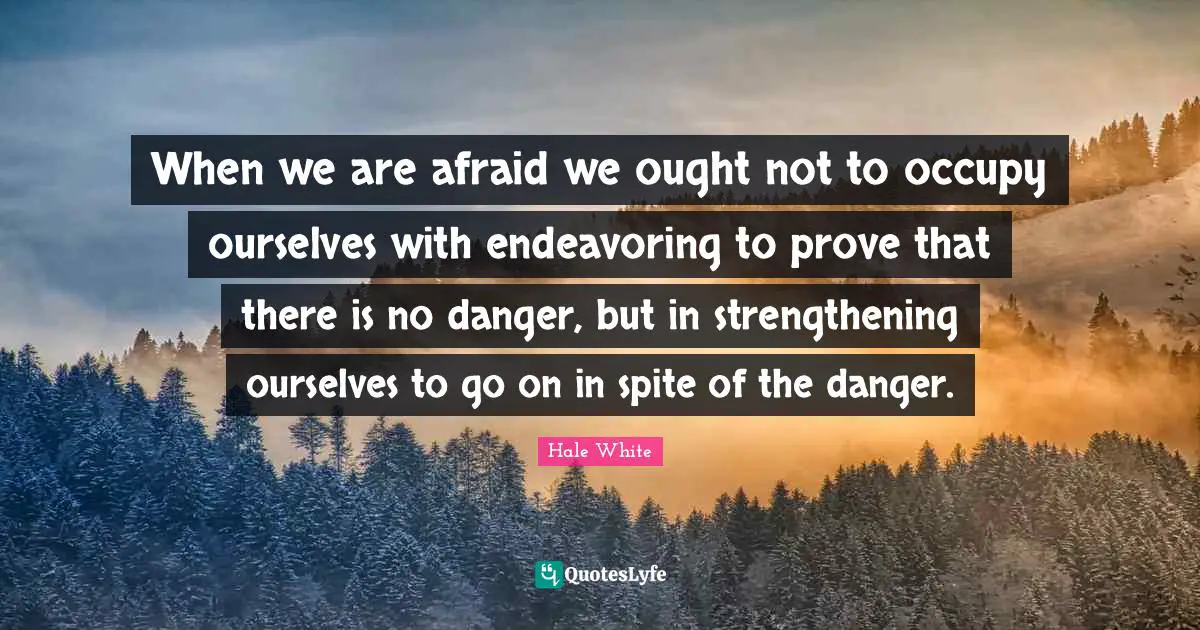 When we are afraid we ought not to occupy ourselves with endeavoring to prove that there is no danger, but in strengthening ourselves to go on in spite of the danger.