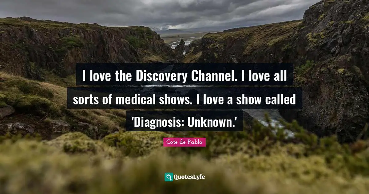 I love the Discovery Channel. I love all sorts of medical shows. I love a show called 'Diagnosis: Unknown.'