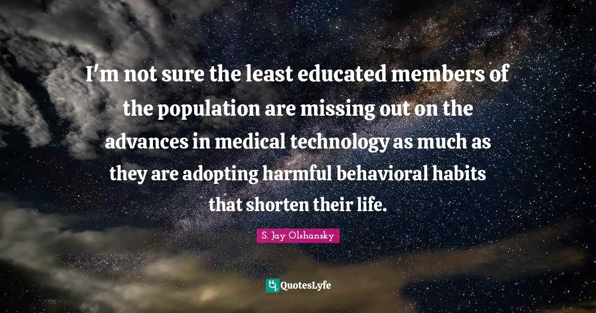 I'm not sure the least educated members of the population are missing out on the advances in medical technology as much as they are adopting harmful behavioral habits that shorten their life.