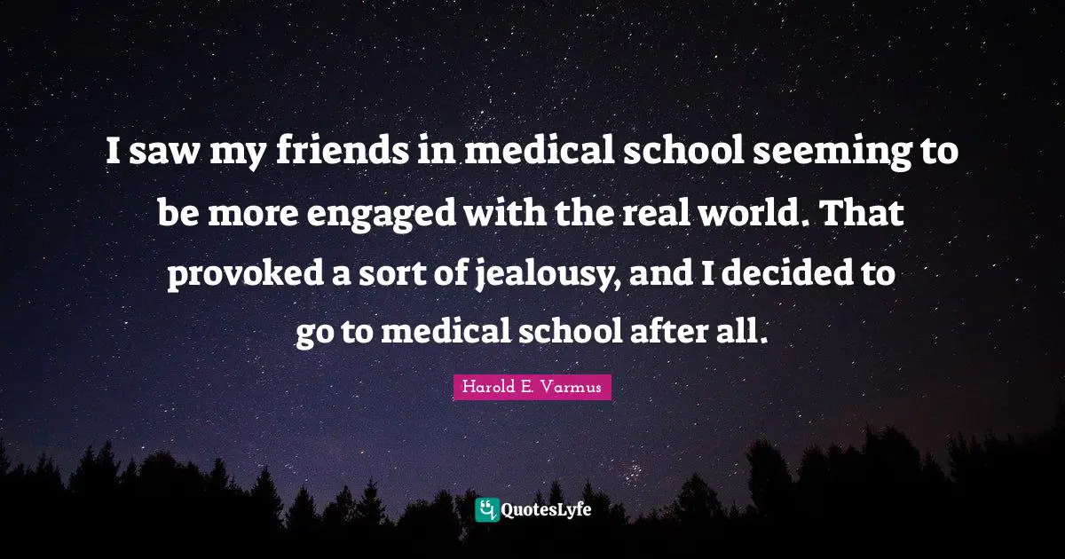 I saw my friends in medical school seeming to be more engaged with the real world. That provoked a sort of jealousy, and I decided to go to medical school after all.