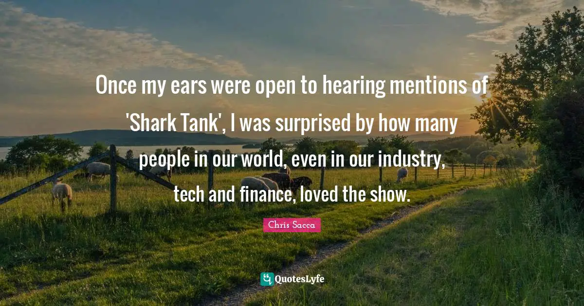Once my ears were open to hearing mentions of 'Shark Tank', I was surprised by how many people in our world, even in our industry, tech and finance, loved the show.