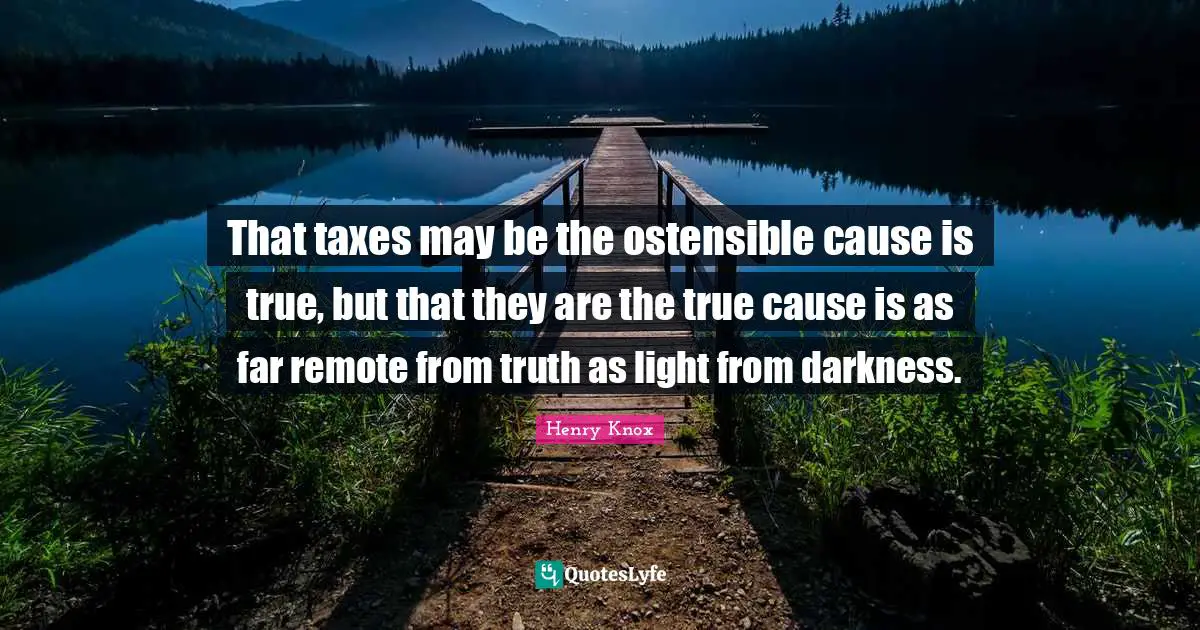 That taxes may be the ostensible cause is true, but that they are the true cause is as far remote from truth as light from darkness.