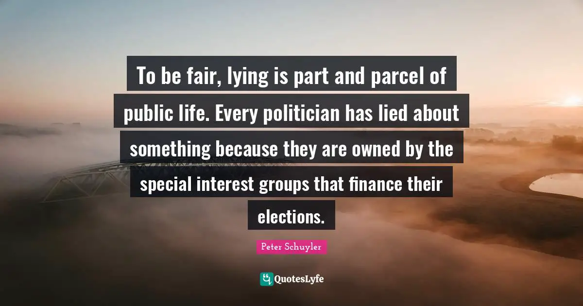 To be fair, lying is part and parcel of public life. Every politician has lied about something because they are owned by the special interest groups that finance their elections.