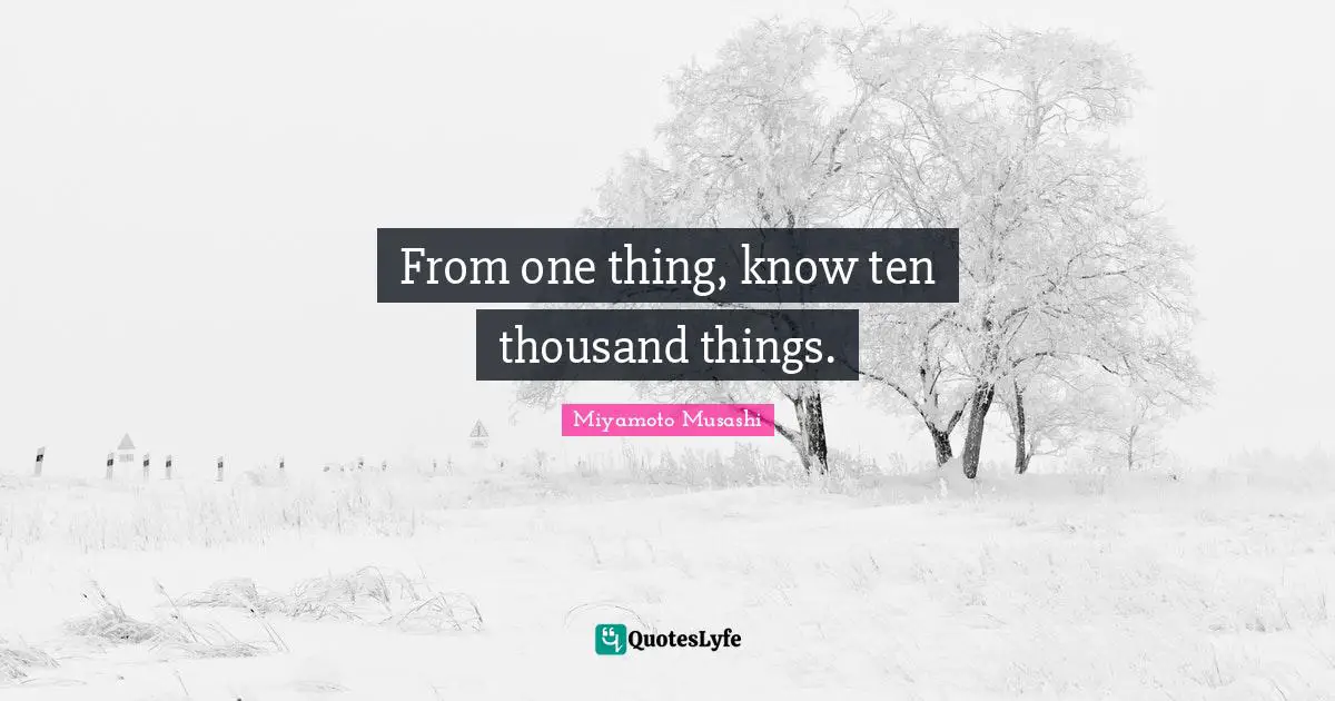 From one thing, know ten thousand things.