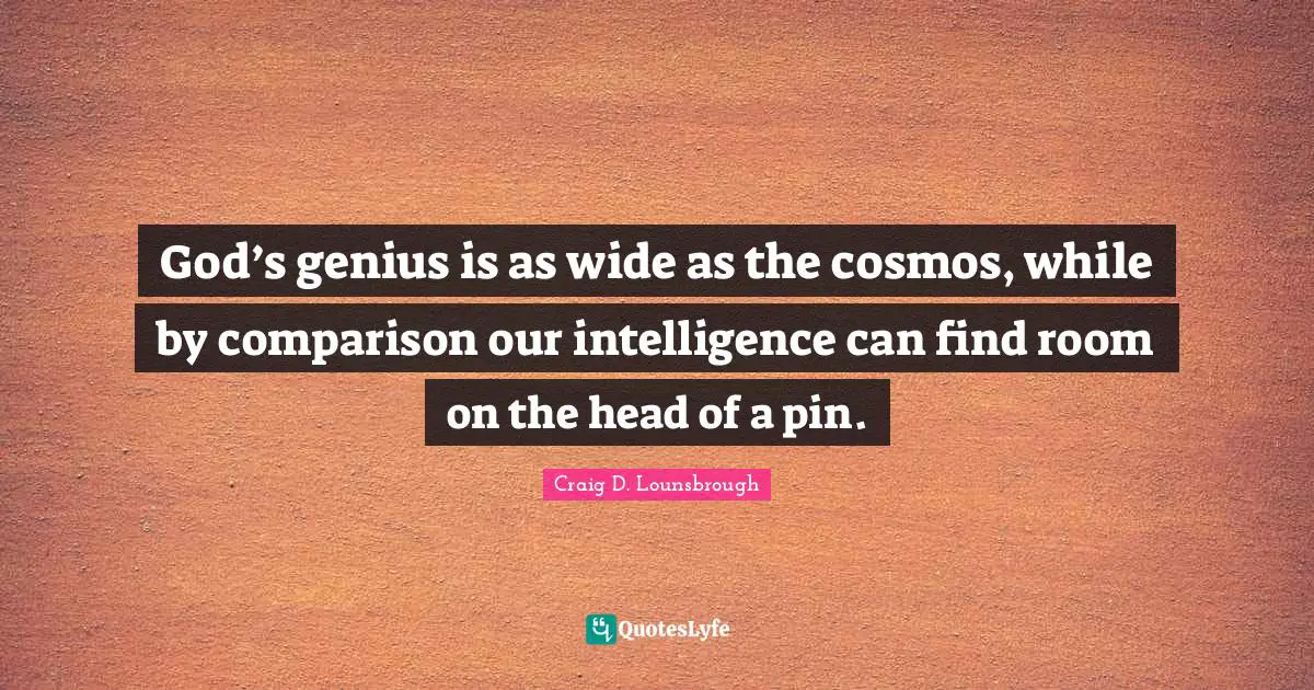 God’s genius is as wide as the cosmos, while by comparison our intelligence can find room on the head of a pin.