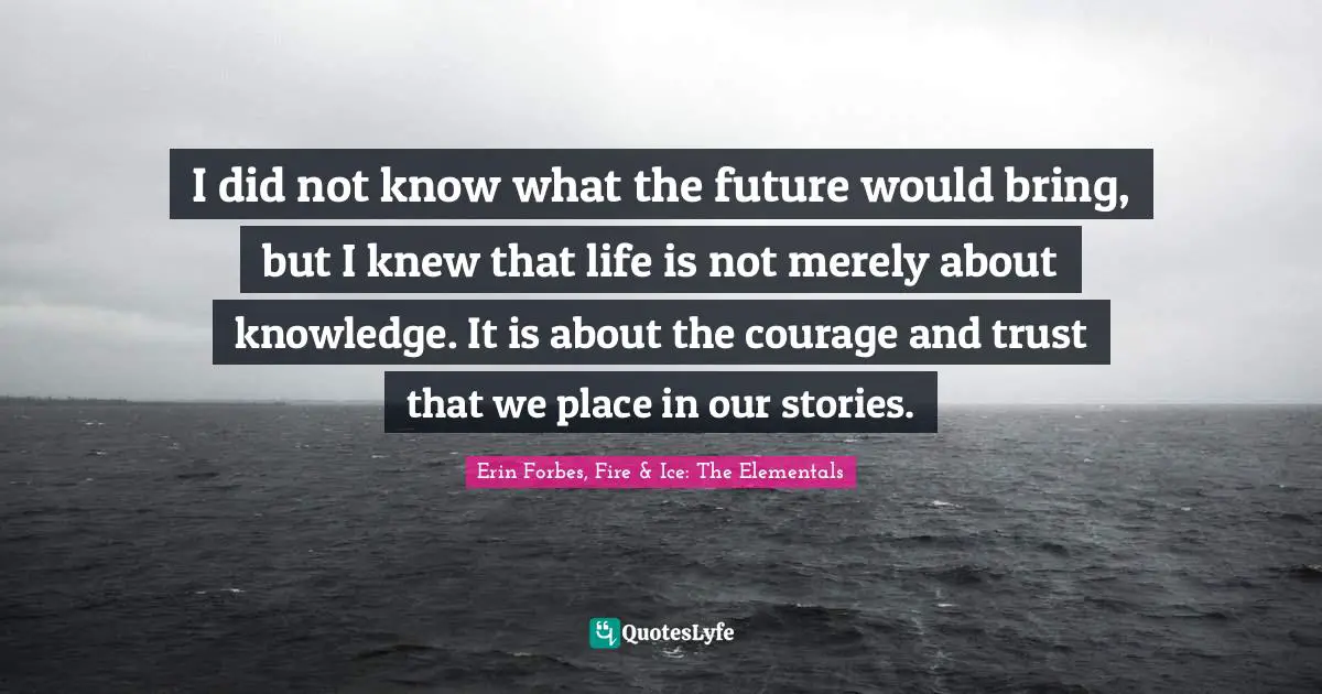 I did not know what the future would bring, but I knew that life is not merely about knowledge. It is about the courage and trust that we place in our stories.