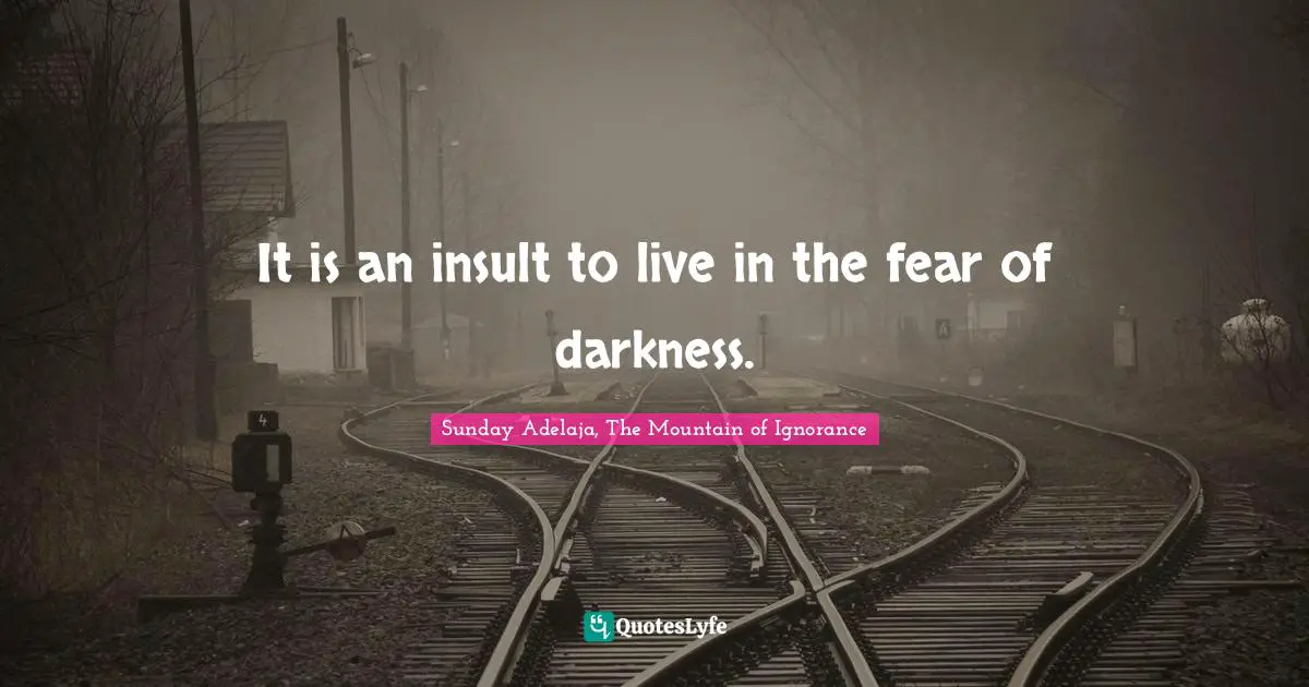 It is an insult to live in the fear of darkness.